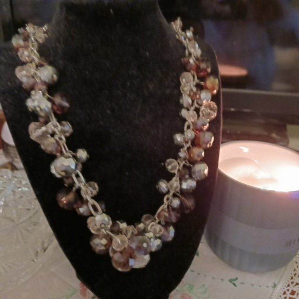 Necklace  with Cluster of Faceted Beads